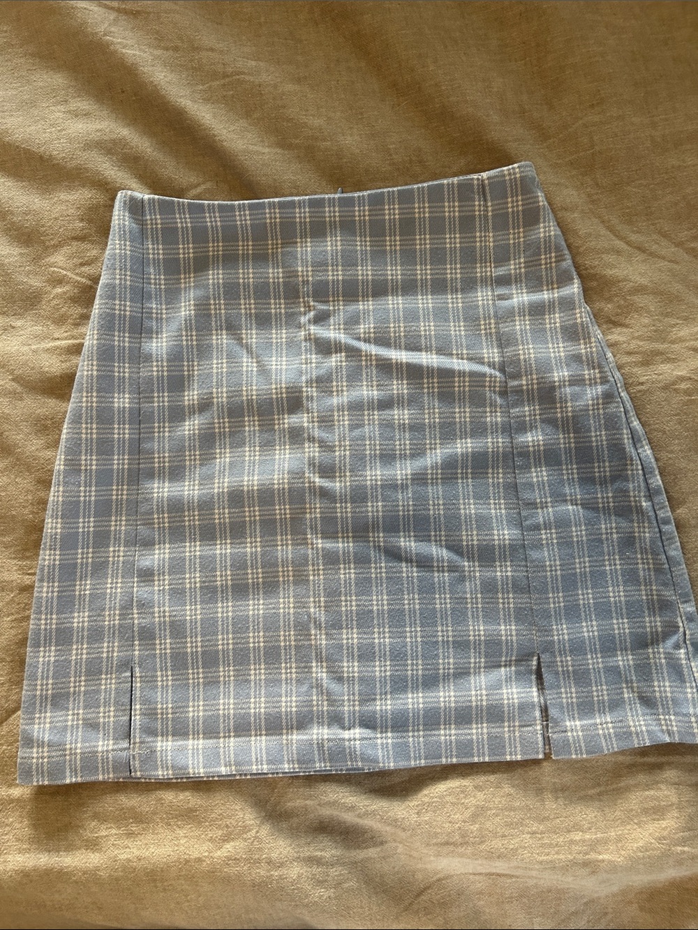 Brandy Melville/ John flat Light Blue and White Plaid Mini Skirt